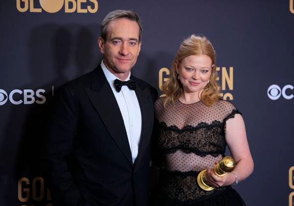 January 7, 2024, Beverly Hills, California, USA: Matthew Macfadyen and Sarah Snook in the press room of the 81st Annual Golden Globe Awards on Sunday January 7, 2024 at The Beverly Hilton Hotel in Beverly Hills, California. ARIANA RUIZ PI Beverly Hills USA - ZUMAp124 20240107_zaa_p124_162 Copyright: xArianaxRuizx