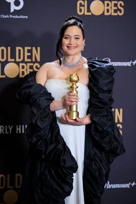 January 7, 2024, Beverly Hills, California, USA: Lily Gladstone in the press room of the 81st Annual Golden Globe Awards on Sunday January 7, 2024 at The Beverly Hilton Hotel in Beverly Hills, California. ARIANA RUIZ PI Beverly Hills USA - ZUMAp124 20240107_zaa_p124_171 Copyright: xArianaxRuizx