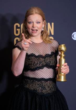 January 7, 2024, Beverly Hills, California, USA: Sarah Snook in the press room of the 81st Annual Golden Globe Awards on Sunday January 7, 2024 at The Beverly Hilton Hotel in Beverly Hills, California. ARIANA RUIZ PI Beverly Hills USA - ZUMAp124 20240107_zaa_p124_173 Copyright: xArianaxRuizx
