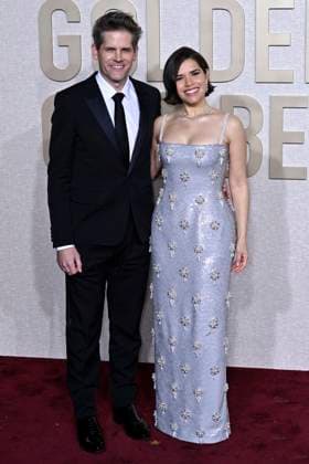Ryan Piers Williams with wife America Ferrara at the 81 Golden Globe Awards at the Beverly Hilton Hotel Beverly Hills, 07 01 2024 Foto:xJ.xBlocx xFuturexImagex globes_2024_4270