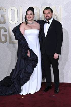 Lily Gladstone and Leonardo DiCaprio at the 81 Golden Globe Awards at the Beverly Hilton Hotel Beverly Hills, 07 01 2024 Foto:xJ.xBlocx xFuturexImagex globes_2024_4319