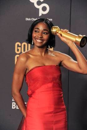 RECORD DATE NOT STATED Ayo Edebiri in the press room, 81st Annual Golden Globe Awards - Press Room, Beverly Hilton Hotel, Beverly Hills, CA, United States, January 7, 2024. (Photo by: Elizabeth Goodenough Everett Collection) PUBLICATIONXNOTxINxCANxCHNxFRAxITAxJPNxNORxPOLxRUSxESPxUKxUSA
