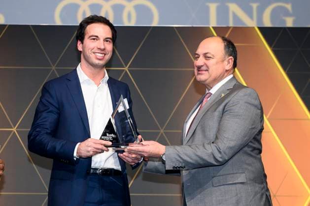 39th Manager of the Year 2023 LAEKEN, BELGIUM - JANUARY 10 : 39th edition of Manager of the Year. The Trends Manager of the Year is an initiative of Trends in collaboration with Kanaal Z. For the 39th time already, Trends is awarding the Trends Manager of the Year trophy to the manager whose company has made a valuable contribution to the Flemish economy and has played a pioneering role in it. Michael Labro, CEO PMsweet winner Tendances Award pictured on JANUARY 10, 2024 in Laeken, Belgium, 10 1 24 Laeken Belgium  Copyright: xPhilipxReynaersx