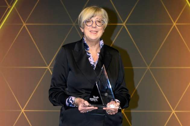 39th Manager of the Year 2023 LAEKEN, BELGIUM - JANUARY 10 : 39th edition of Manager of the Year. The Trends Manager of the Year is an initiative of Trends in collaboration with Kanaal Z. For the 39th time already, Trends is awarding the Trends Manager of the Year trophy to the manager whose company has made a valuable contribution to the Flemish economy and has played a pioneering role in it. Winners Lieve Mastery CEO Euroclear pictured on JANUARY 10, 2024 in Laeken, Belgium, 10 1 24 Laeken Belgium  Copyright: xPhilipxReynaersx