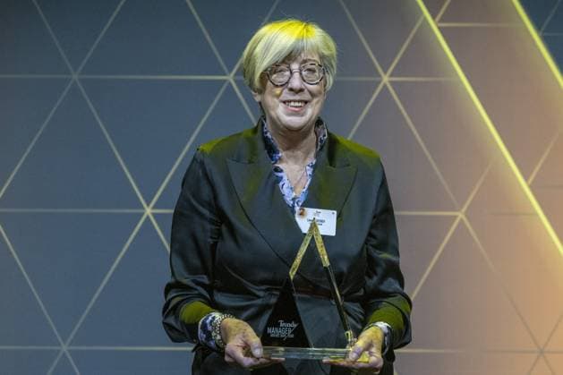 Euroclear s Lieve Mostrey pictured during the 39th award ceremony for the Manager of the Year, Wednesday 10 January 2024 in Brussels. Flemish business magazine Trends, french-speaking counterpart Trends-Tendance, in collaboration with television channel Kanaal Z Canal Z, have a yearly tradition of electing a Flemish and a French-speaking manager of the year.  NICOLASxMAETERLINCK 83757717