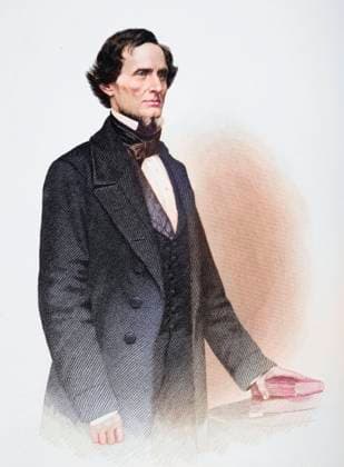 Jefferson Finis Davis (geboren 3. Juni 1808 in Fairview, Kentucky, verstorben 6. Dezember 1889 in New Orleans, Louisiana) war ein US-amerikanischer Politiker, von 1861 bis 1865 der einzige Präsident der Konföderierten Staaten von Amerika. Nach einem Foto von Matthew Brady (1824-1896), Historisch, digital restaurierte Reproduktion von einer Vorlage aus dem 19. Jahrhundert, Record date not stated