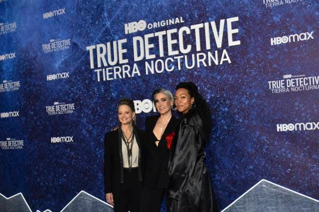 True Detective: Night Country Tv Series Premiere January 11, 2023, Mexico City, Mexico: (L-R) Jodie Foster, Issa Lopez, Kali Reis attend the blue carpet for the Tv series premiere by HBO True Detective: Night Country at Cineteca Nacional. on January 11, 2023 in Mexico City, Mexico. (Photo by Carlos Tischler Eyepix Group) Copyright: xCarlosxTischler xEyepixxGroupx CT_11012024_109050
