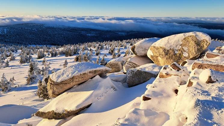 Sunset view from Szrenica, mountain peak situated in the western part of Giant Mountains in Poland, very close to the Polish-Czech border, January 12, 2024. (CTKxPhoto MarekxSpilka) CTKPhotoF202401160026601  CTKPhotoF202401160026601