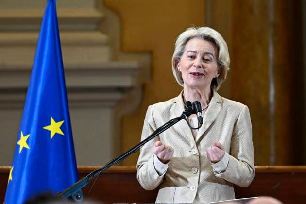 Foto IPP Albano Venturini, Forli 17 01 2024, politica visita della premier del governo dell Italia insieme alla presidente della Commissione Europea per parlare di Pnrr e dei problemi post alluvione in Emilia Romagna Nella foto Ursula von der Leyen presidente della Commissione Europea -Italy Photo Press World Copyright- *** Photo IPP Albano Venturini, Forli 17 01 2024, policy visit of the premier of the government of Italy together with the president of the European Commission to talk about Pnrr and post-flood problems in Emilia Romagna In the photo Ursula von der Leyen president of the European Commission Italy Photo Press World Copyright 