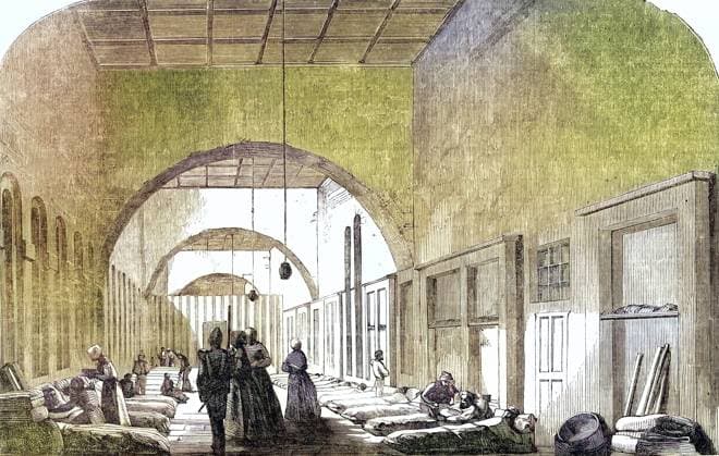 Das Kasernenhospital in Skutari während des Krimkriegs (1853-56) unter der Leitung von Florence Nightingale (1820-1910). Aus The Illustrated London News, 1854, Historisch, digital restaurierte Reproduktion von einer Vorlage aus dem 19. Jahrhundert, Record date not stated