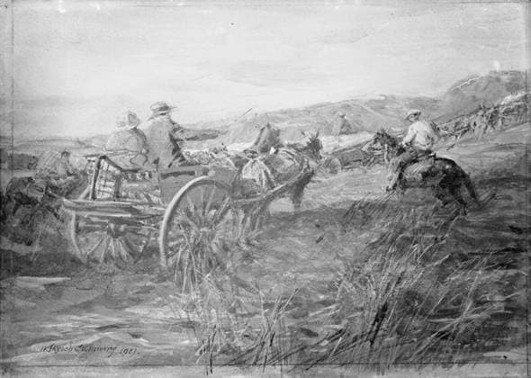 RECORD DATE NOT STATED The Second Boer War, 1899-1902 Sketch drawn by William Skeoch Cumming, based on photograph Q 72197. Copyright: xpiemagsx piemagwarw13102023-3680 !ACHTUNG AUFNAHMEDATUM GESCHÄTZT!