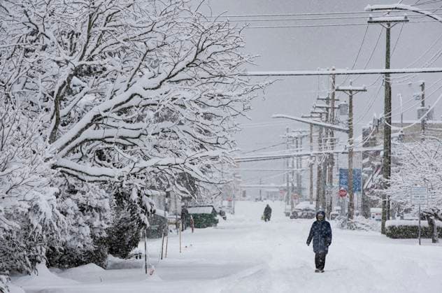 (240117) -- VANCOUVER, Jan. 17, 2024 -- People walk in the snow in Vancouver, British Columbia, Canada, on Jan. 17, 2024. Environment Canada issued a snowfall warning for the province of British Columbia on Wednesday. The Metro Vancouver region saw up to 20 centimetres of snow, causing schools to close and flights to be delayed and cancelled. (Photo by Xinhua) CANADA-VANCOUVER-HEAVY SNOW LiangxSen 