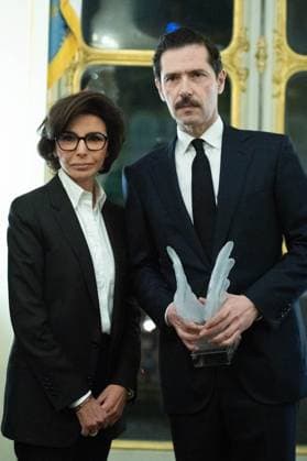 French Cinema Award 2024 Ceremony Rachida Dati and Melvil Poupaud attending the Ceremony for the French Cinema Award 2024 awarding Melvil Poupaud in Paris, France on January 18, 2024. Photo by Aurore Marechal ABACAPRESS.COM Paris France  Copyright: xMarechalxAurore ABACAx