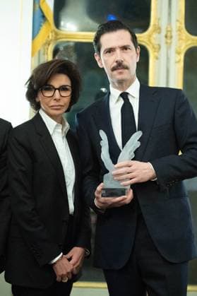 French Cinema Award 2024 Ceremony Rachida Dati and Melvil Poupaud attending the Ceremony for the French Cinema Award 2024 awarding Melvil Poupaud in Paris, France on January 18, 2024. Photo by Aurore Marechal ABACAPRESS.COM Paris France  Copyright: xMarechalxAurore ABACAx