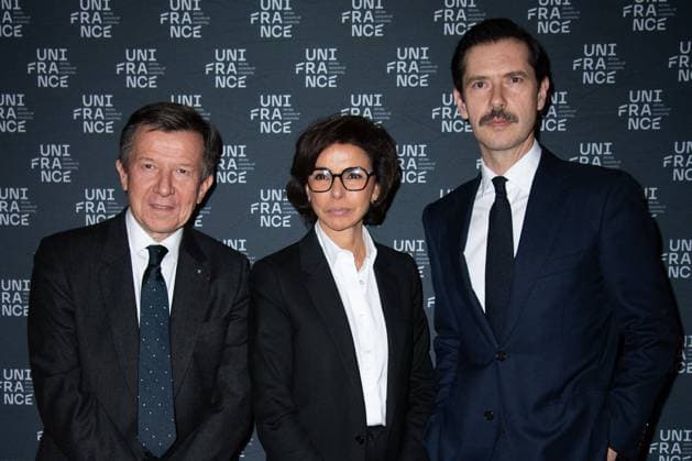 French Cinema Award 2024 Photocall Gilles Pelisson, Rachida Dati and Melvil Poupaud attending the Photocall for the French Cinema Award 2024 in Paris, France on January 18, 2024. Photo by Aurore Marechal ABACAPRESS.COM Paris France  Copyright: xMarechalxAurore ABACAx