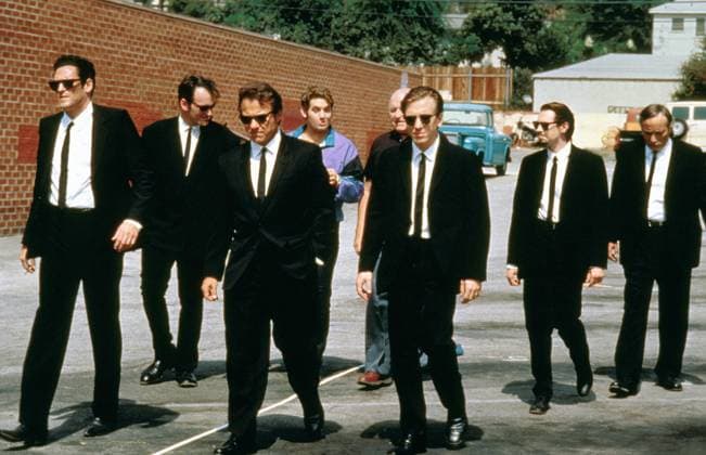 Michael Madsen, Quentin Tarantino, Harvey Keitel, Chris Penn, Tim Roth, Steve Buscemi, Reservoir Dogs (1992). Photo credit: Miramax (File Reference 34580-639THA)  Copyright: xAmericanxPictorialx 34580-639THA The Hollywood Archive