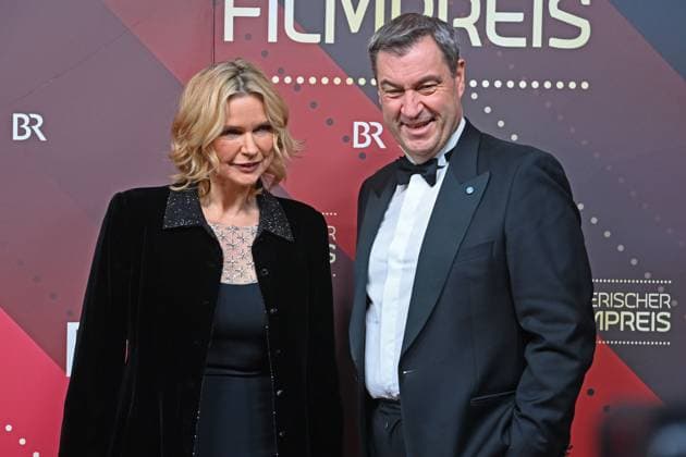 Veronica FERRES Actress , Markus SOEDER State Premier of Bavaria and CSU Chairman Red Carpet,Bavarian Film Award 2023 on 19 09 2024 at the Prinzregententheater in Munich