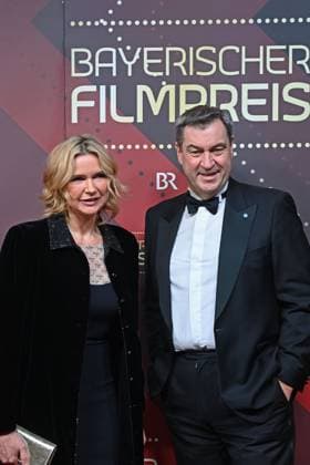Veronica FERRES Actress , Markus SOEDER State Premier of Bavaria and CSU Chairman Red Carpet,Bavarian Film Award 2023 on 19 09 2024 at the Prinzregententheater in Munich