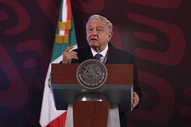Mexico™s President Lopez Obrador News Conference January 19, 2024, Mexico City, Mexico: Mexico™s President, Andres Manuel Lopez Obrador gesticulates during his briefing news conference at National Palace. on January 19, 2024 in Mexico City, Mexico. (Photo by Ismael Rosas Eyepix Group) Copyright: xIsmaelxRosas xEyepixxGroupx IR_19012024_109592