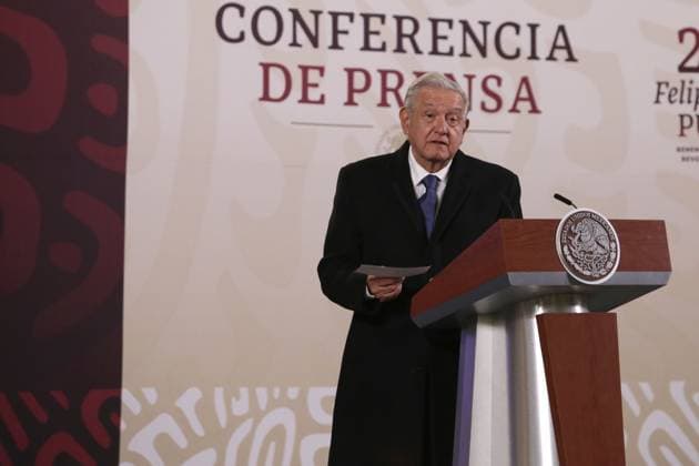 Mexico™s President Lopez Obrador News Conference January 19, 2024, Mexico City, Mexico: Mexico™s President, Andres Manuel Lopez Obrador gesticulates during his briefing news conference at National Palace. on January 19, 2024 in Mexico City, Mexico. (Photo by Ismael Rosas Eyepix Group) Copyright: xIsmaelxRosas xEyepixxGroupx IR_19012024_109595