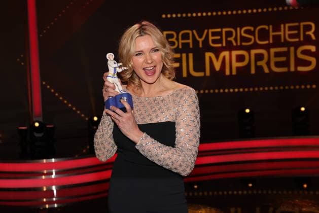 Bavarian Film Award 2023 Honorary Award Winner Veronica Ferres with her Pierrot Presentation of the 45 Bavarian Film Award 2023 on 19 01 2024 at the Prinzregententheater in Munich Bavaria, Germany
