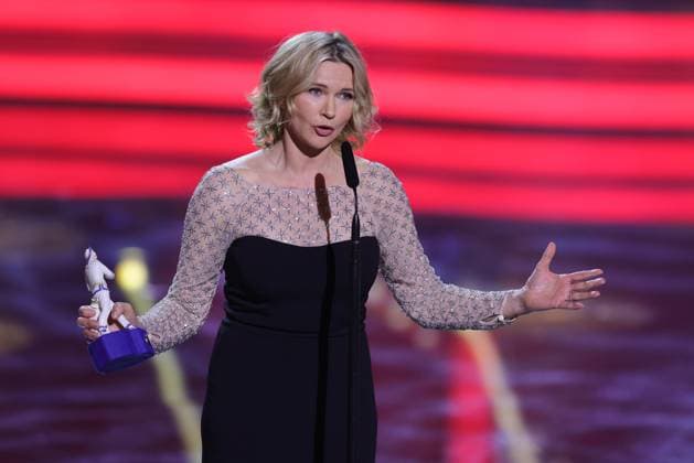 Bavarian Film Award 2023 Honorary Award Winner Veronica Ferres during her acceptance speech Ceremony of the 45 Bavarian Film Award 2023 on 19 01 2024 at Prinzregententheater in Munich Bavaria, Germany