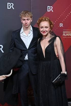 Brigitte Hobmeier actress , with son August, Red Carpet, Red Carpet,Bavarian Film Award 2023 on 19 09 2024 at the Prinzregententheater in Munich r 100 I