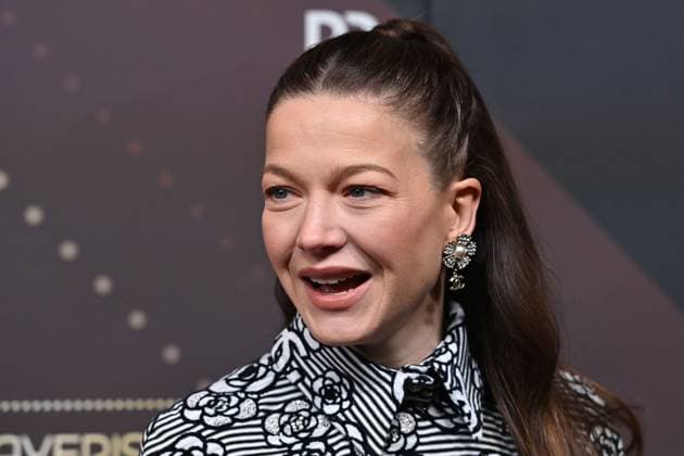 Hannah Herzsprung actress, single picture, cropped single motif, portrait, portrait red carpet, red carpet,Bavarian Film Award 2023 on 19 09 2024 at the Prinzregententheater in Munich e