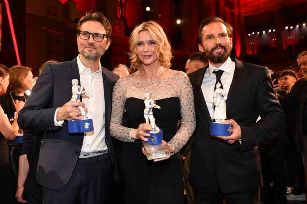 Simon Verhoeven, Veronica Ferres and Quirin Berg at the presentation of the 45 Bavarian Film Award 2023 in the Prinzregententheater Munich, 19 01 2024 Foto:xB.xInsingerx xFuturexImagex filmpreis_4168