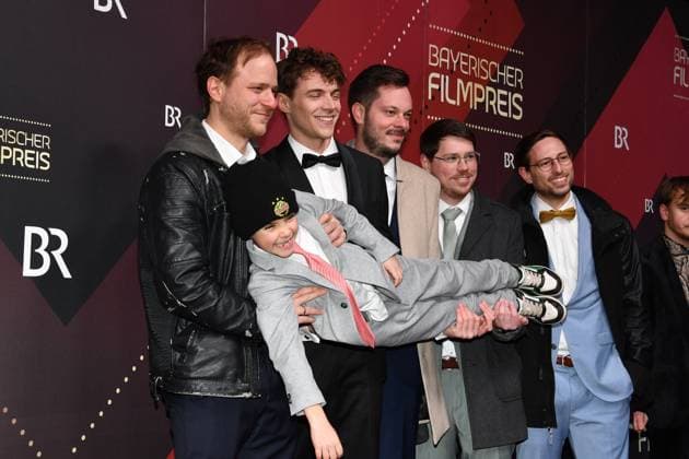 Adrian Goiginger, Gerrit Klein, Peter Wildling, Martin Pfeil, David Stöllinger and Ben Winkler Presentation of the Bavarian Film Award Prinzregenten Theater Munich 19 January 2024