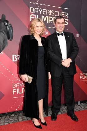 Veronica Ferres and Markus Söder Presentation of the Bavarian Film Award Prinzregenten Theater Munich 19 January 2024