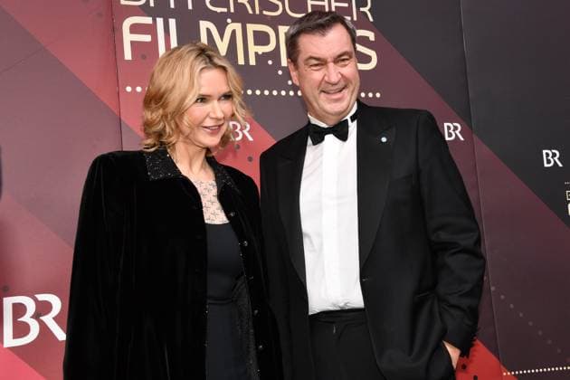 Veronica Ferres and Markus Söder Presentation of the Bavarian Film Award Prinzregenten Theater Munich 19 January 2024