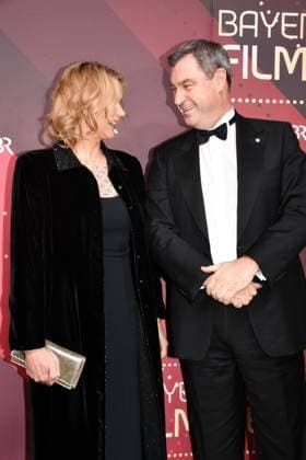 Veronica Ferres and Markus Söder Presentation of the Bavarian Film Award Prinzregenten Theater Munich 19 January 2024