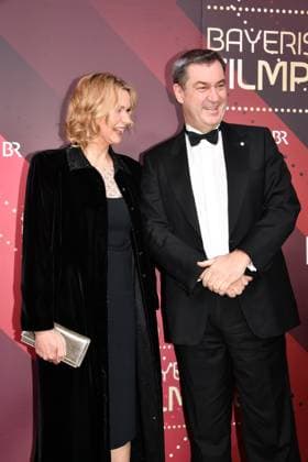 Veronica Ferres and Markus Söder Presentation of the Bavarian Film Award Prinzregenten Theater Munich 19 January 2024