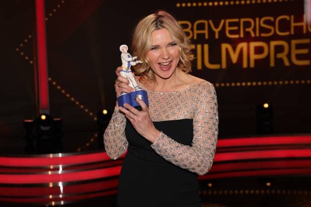 Bavarian Film Award 2023 Honorary Award Winner Veronica Ferres with her Pierrot Presentation of the 45 Bavarian Film Award 2023 on 19 01 2024 at the Prinzregententheater in Munich Bavaria, Germany