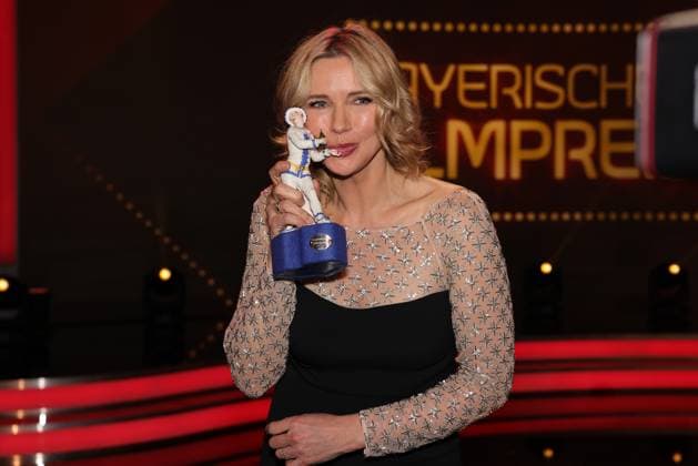 Bavarian Film Award 2023 Honorary Award Winner Veronica Ferres with her Pierrot Presentation of the 45 Bavarian Film Award 2023 on 19 01 2024 at the Prinzregententheater in Munich Bavaria, Germany