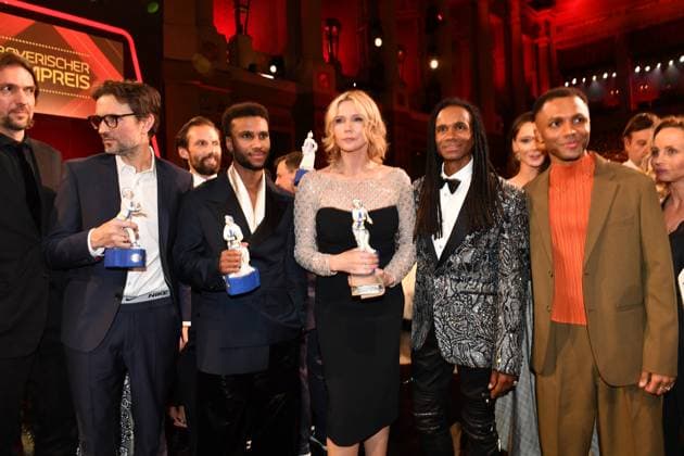 Simon Verhoeven, Tijan Njie, Veronica Ferres, Fabrice Morvan, and Elan Ben Ali Bavarian Film Award Party Award Winner Prinzregenten Theater Munich 19 January 2024