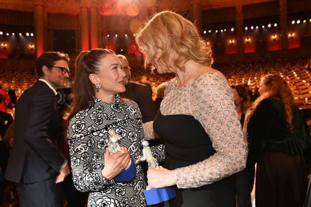 Hannah Herzsprung and Veronica Ferres Presentation of the Bavarian Film Award Party Award Winner Prinzregenten Theater Munich 19 January 2024