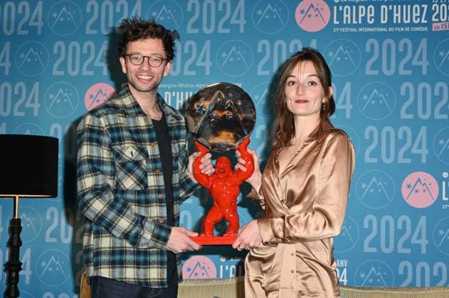 27th L Alpe d Huez Festival Winners Photocall Xavier Lacaille and Clemence Dargent (Coup de coeur du jury for the movie Bis repetita ) posing for the photocall of the winners during the 27th Comedy Film Festival in L Alpe d?Huez, France, on January 20, 2024. Photo by Mireille Ampilhac ABACAPRESS.COM L Alpe d Huez France  Copyright: xAmpilhacxMireille ABACAx