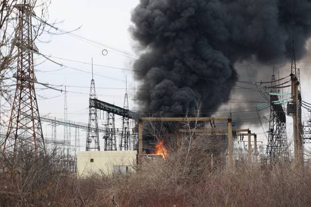News Themen der Woche KW04 News Bilder des Tages RUSSIA, MAKEYEVKA - JANUARY 22, 2024: A cloud of smoke is seen after a Ukrainian military strike on substations. Valentin Sprinchak TASS  66634603