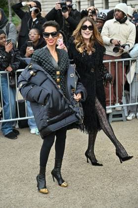 PFW Schiaparelli Outside Arrivals Farida Khelfa, Carla Bruni arriving at Schiaparelli show during Paris Fashion Week Haute Couture in Paris, France on January 22, 2024. Photo by Julien Reynaud APS-Medias ABACAPRESS.COM Paris France  Copyright: xReynaudxJulien APS-Medias ABACAx