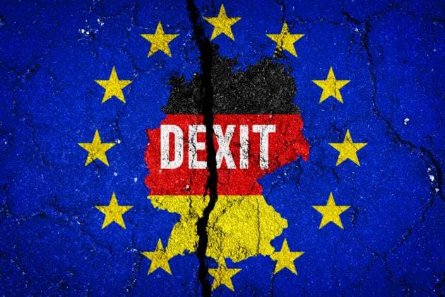 January 22, 2024: Symbolic image DEXIT, the hypothetical exit of Germany from the European Union FOTOMONTAGE *** Symbolbild DEXIT, dem hypothetischen Austritt Deutschlands aus der Europäischen Union FOTOMONTAGE
