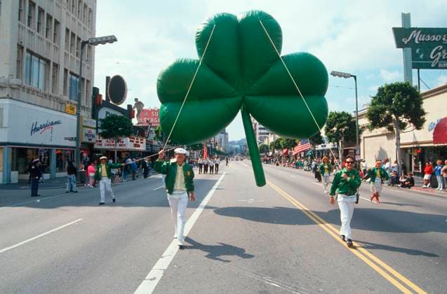Shamrock balloon at the 1991 Los Angeles St. Patricks Day Parade Shamrock balloon at the 1991 Los Angeles St. Patricks Day Parade <br>Model Release: No<br>Property Release: No EDITORIAL USE ONLY Copyright: xx VOA7-162 JoexSohmx voaphotos006959