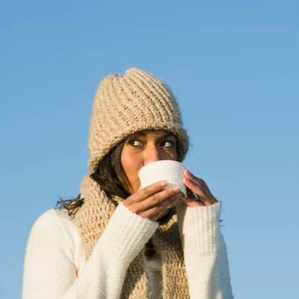 Mixed race woman drinking coffee outdoors Portland, OR, 21.12.2023, model released, TTBB_BLD072638.jpg, 20-24 years, african ethnicity, blue sky, clear sky, coffee, coffee cup, color image, copy space, day, drinking, fashion, food and drink, hat, head and shoulders, holding, hot chocolate, latin american and hispanic ethnicity, latina, low angle view, mexican ethnicity, mixed race person, native american ethnicity, one person, one young woman only, outdoors, people, photography, portrait, posing, scarf, square image, standing, tea, teacup, winter, woman, young adult, minority, minorities20s, 20-25, 20-30, 20s, 25-30, accessory, adult, african, african american, african-american, afro american, afro-american, american indian, apparel, bever Copyright: xErikxIsaksonx