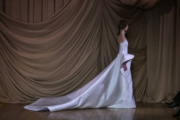 PFW - Rami Al Ali Runway A model presents a creation by Syrian fashion designer Rami Al Ali, as part of Haute Couture Spring Summer 2024 week, in Paris, France, on January 22, 2024. Photo by Ammar Abd Rabbo ABACAPRESS.COM Paris France  Copyright: xAbdxRabboxAmmar ABACAx
