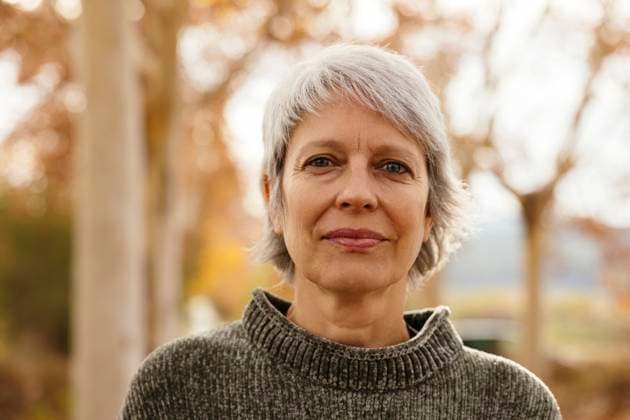 Smiling mature woman with short gray hair model released, Symbolfoto, EBSF04206