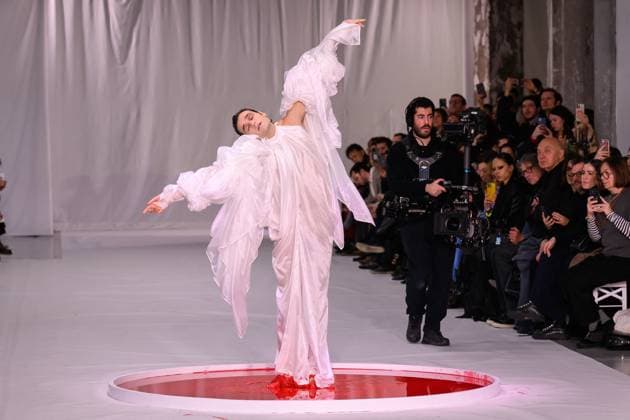 PFW - Yuima Nagazato Runway A model walks the runway during the Yuima Nagazato Haute Couture Spring Summer 2024 show as part of Paris Fashion Week on January 24, 2024 in Paris, France. Photo by Laurent Zabulon ABACAPRESS.COM Paris France  Copyright: xZabulonxLaurent ABACAx