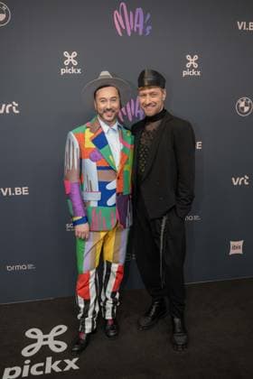 Singer Gustaph and his husband Roen Lommelen pictured during the 16th edition of the MIA s (Music Industry Award) award show, in Antwerp, Wednesday 24 January 2024. The Music Industry Awards are the Flemish Music prizes handed out by the VRT and VI.BE.  JONASxROOSENS 84565891