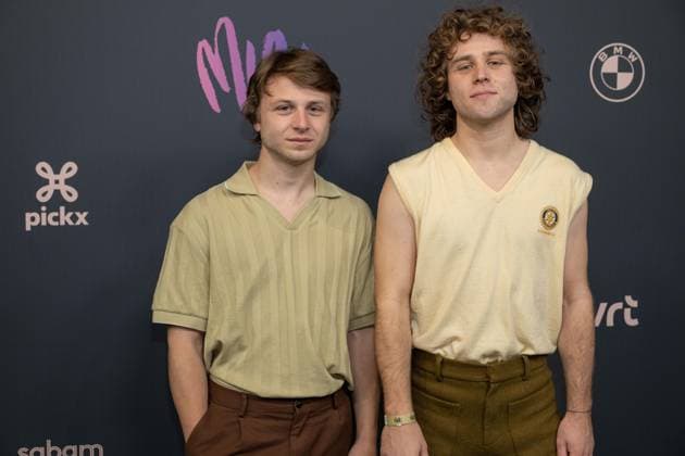 Compact Disk Dummies brothers Janus Coorevits and Lennert Coorevits pose for the photographer at the 16th edition of the MIA s (Music Industry Award) award show, in Antwerp, Wednesday 24 January 2024. The Music Industry Awards are the Flemish Music prizes handed out by the VRT and VI.BE.  JONASxROOSENS 545455