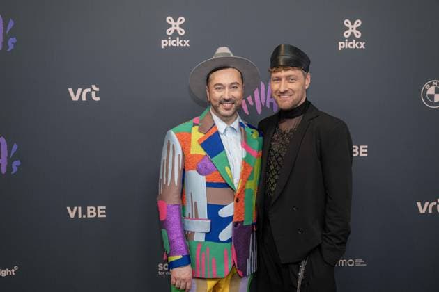 Singer Gustaph and his husband Roen Lommelen pictured during the 16th edition of the MIA s (Music Industry Award) award show, in Antwerp, Wednesday 24 January 2024. The Music Industry Awards are the Flemish Music prizes handed out by the VRT and VI.BE.  JONASxROOSENS 545457